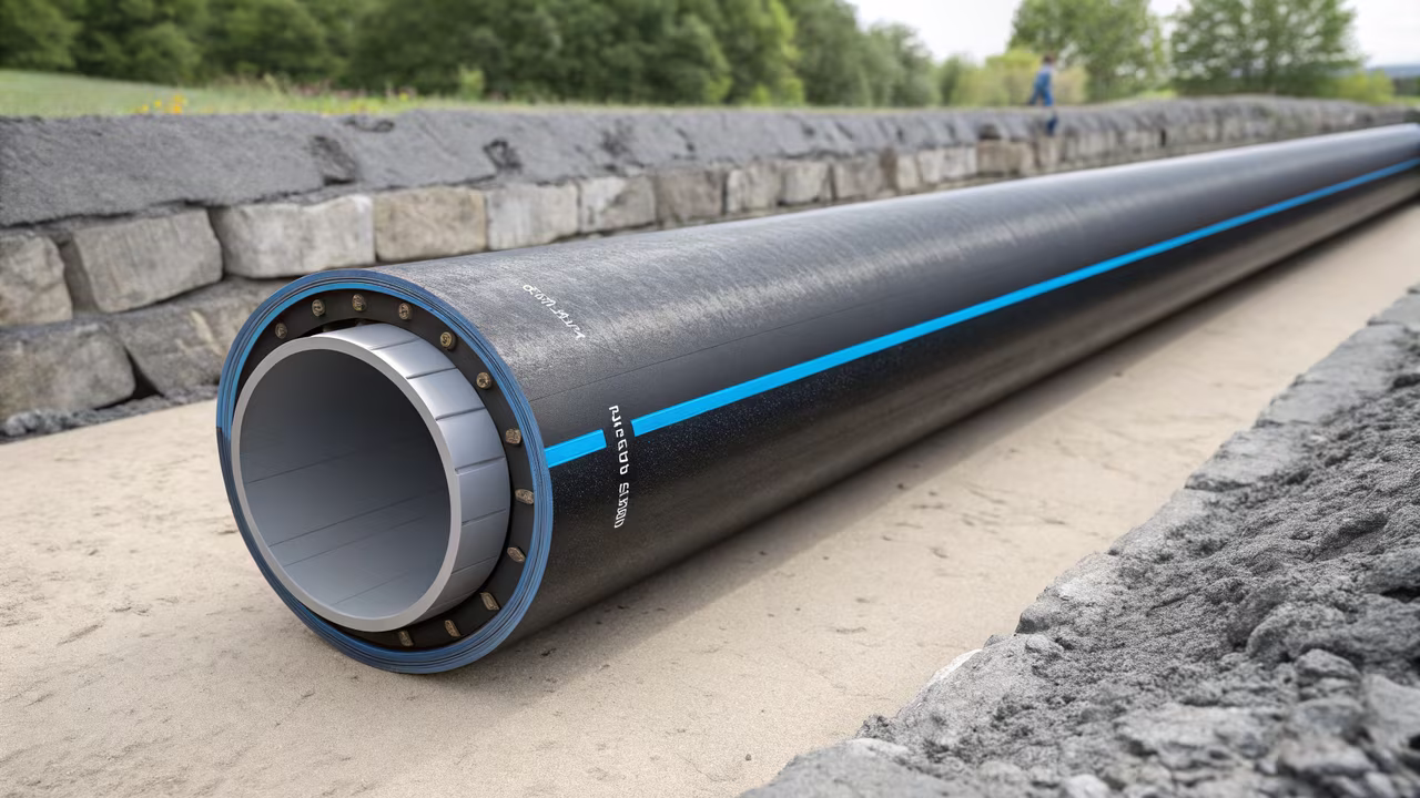 corte transversal tubería HDPE PE100-RC estructura molecular pared SDR