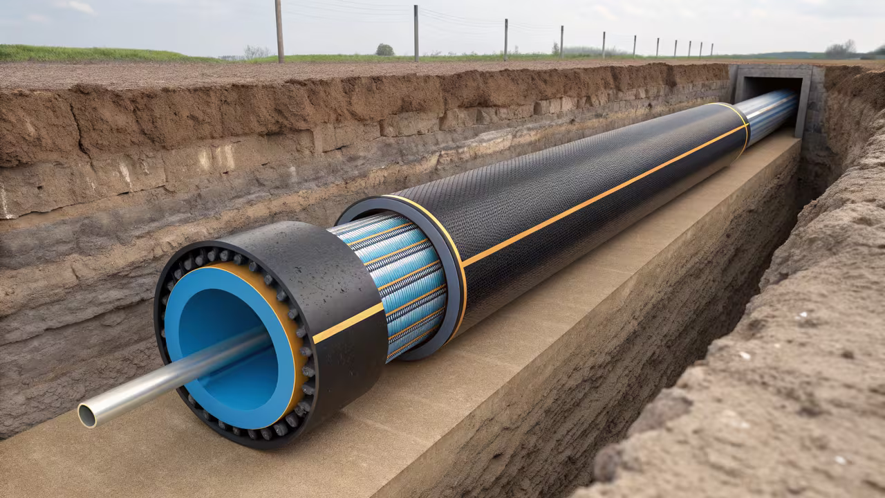 tubería HDPE corte transversal estructura interna PE 100 SDR minería