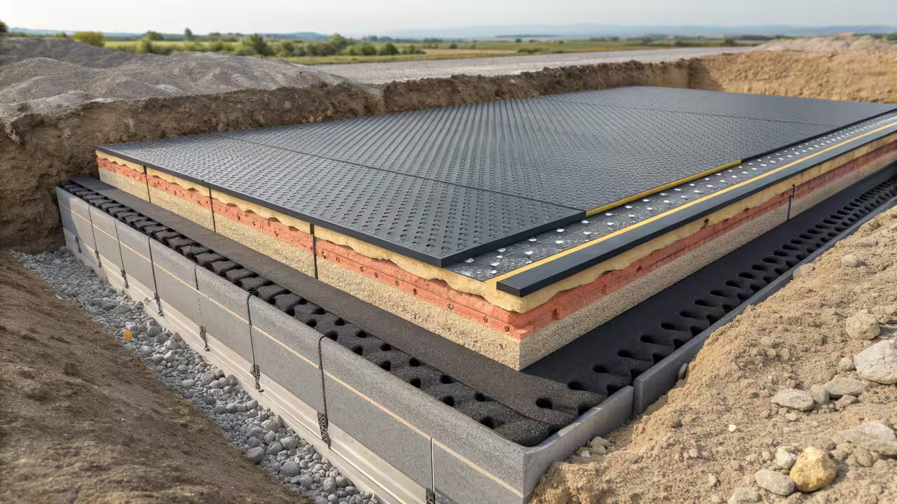 estructura interna geomembrana HDPE AGRU corte transversal costura soldadura
